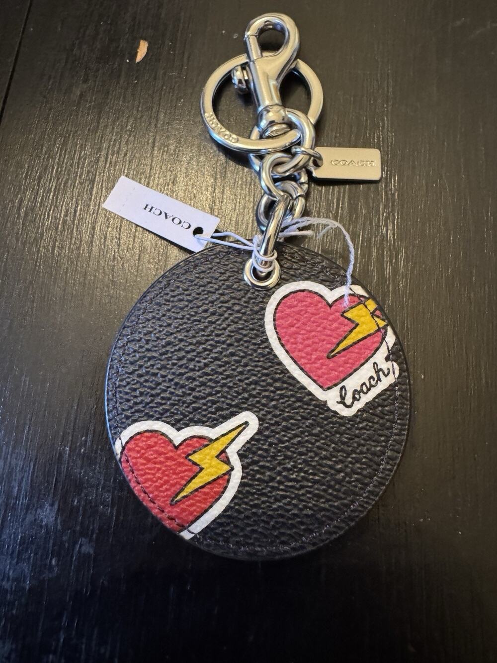 NWT Coach Heart Lightning Bolt Mirror Bag Charm